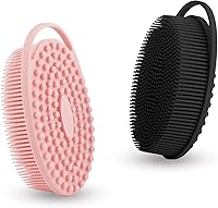 Bsofing Soft Silicone Body Scrubber 2-Pack (Black & Pink) - 2-in-1 Exfoliating Loofah Bath Brush for Sensitive Skin