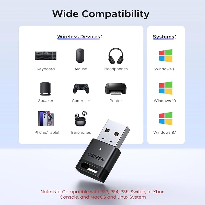 Adaptador Bluetooth USB 5.4 UGREEN para PC miniatura 4