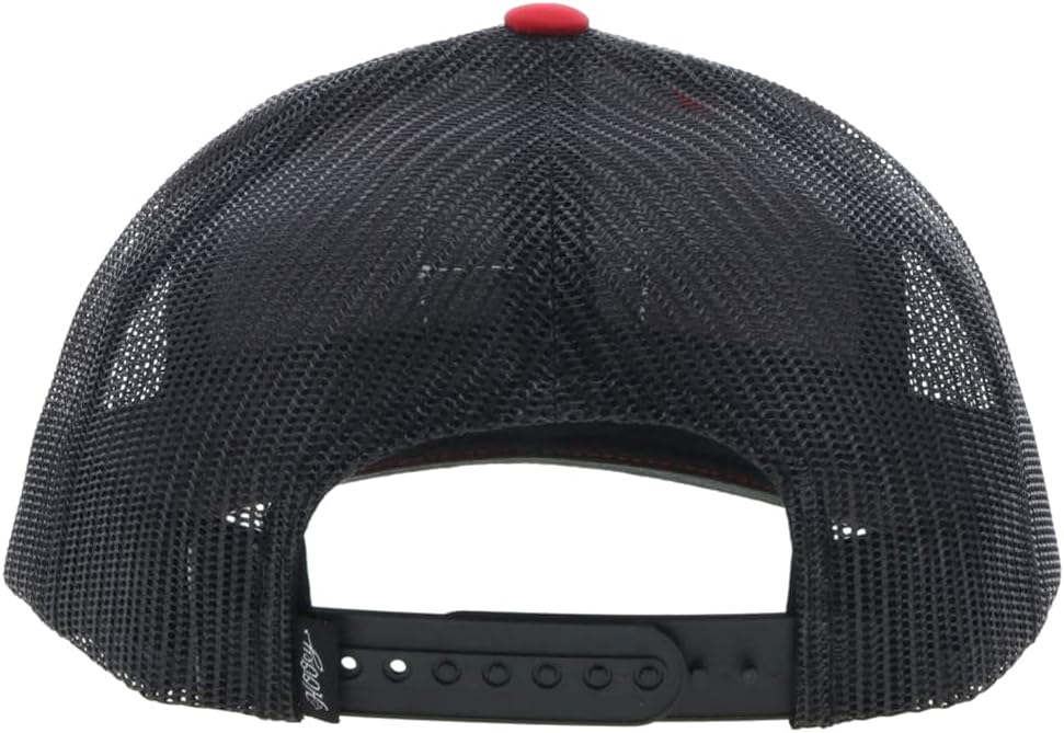HOOEY Zenith Adjustable Snapback Trucker Mesh Back Hat with Logo (Red/Black)