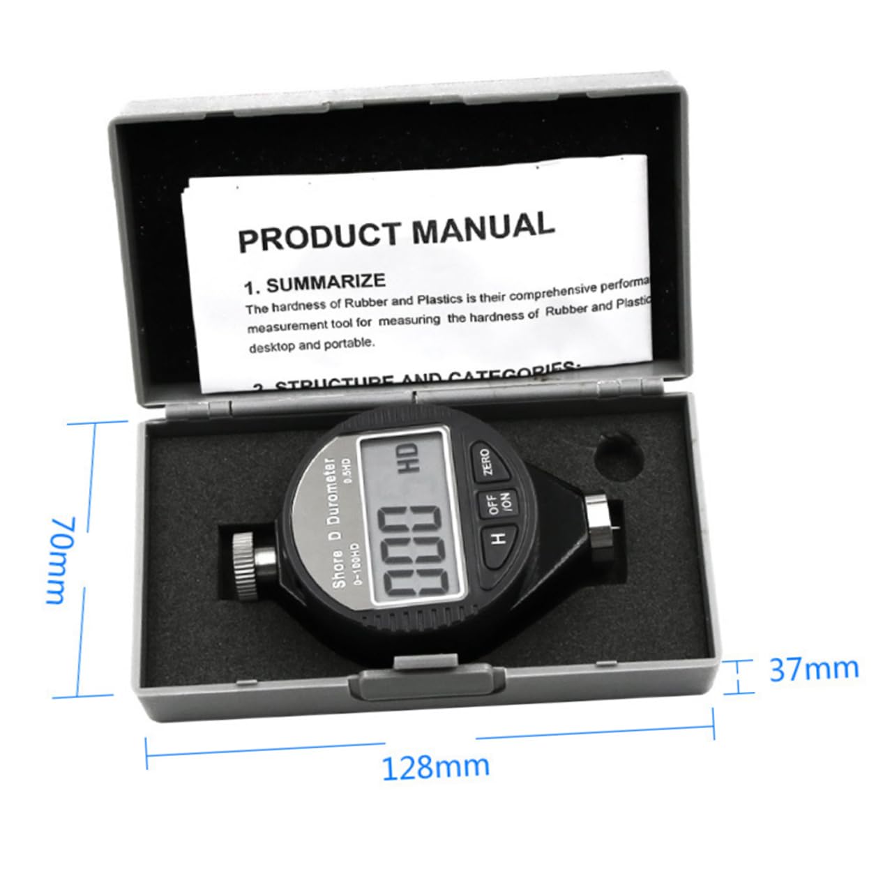 Zerodeko Digital Shore a Hardness Tester Compact LCD Durometer for Rubber Plastic Leather and Wax Measurement - Accurate and Portable Design for Quick Readings