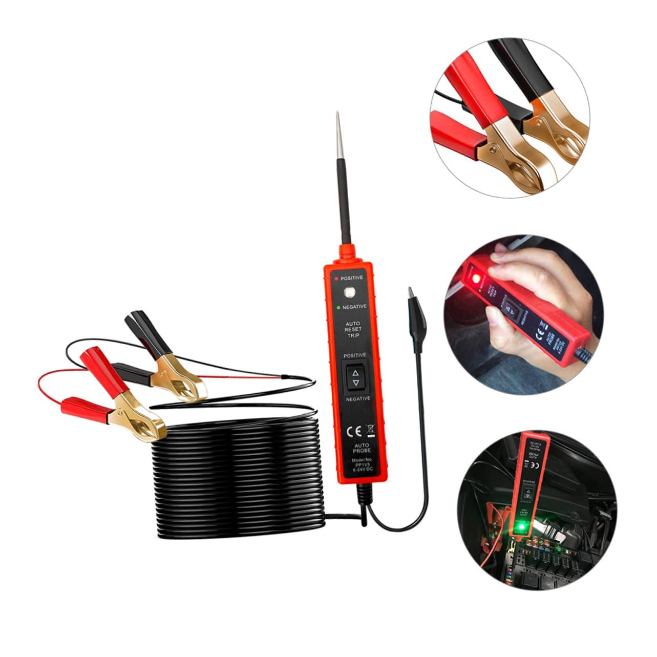 Automotive Circuit Tester with Cable Positive Negative Alligator Clips Relay Diagnostic Tool for Continuity Short Circuit and Ground Testing in Car Electrical Systems