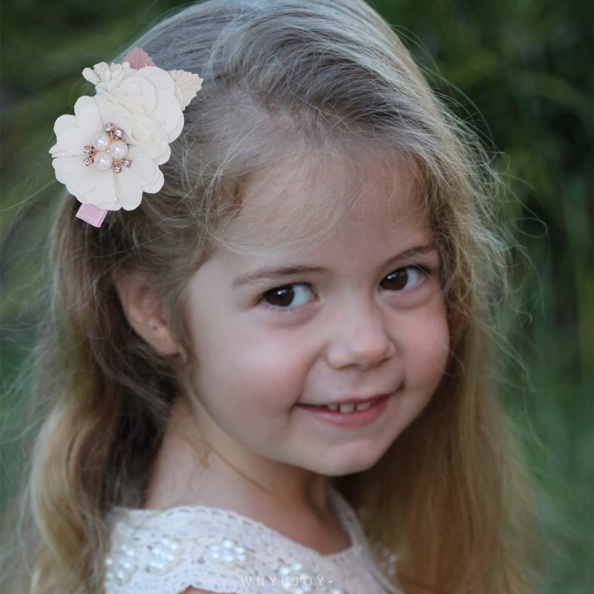 3pcs Girls Flower Hair Clips, Floral Hair Barrettes w/Boutique Fully Lined Alligator, Hair Bows for Baby Newborn Toddler - Image 3