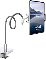 Lamicall Gooseneck Tablet Holder Stand - Flexible Arm Clip Mount for iPad Pro Air Mini, Kindle, Galaxy Tab, Switch 4.7-10.5" Devices - Gray
