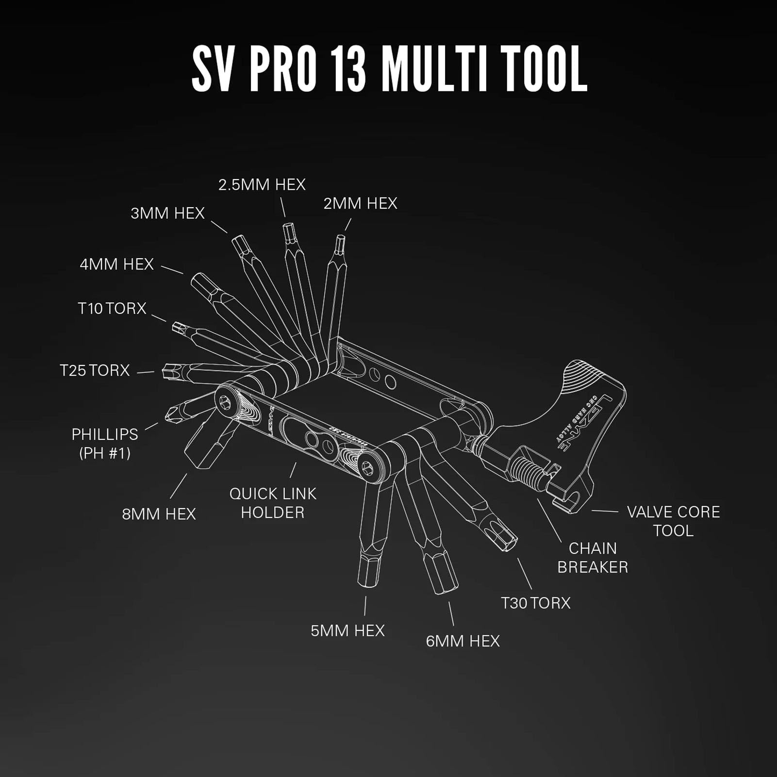 LEZYNE SV Pro 13 Multi-Tools Unisexe-Adulte, Noir