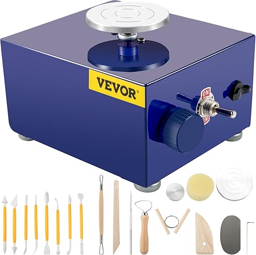 Miniatura 8 de VEVOR Mini rueda de cerámica máquina de arcilla de rueda de cerámica de velocidad ajustable máquina formadora de trabajo de cerámica eléctrica con 3