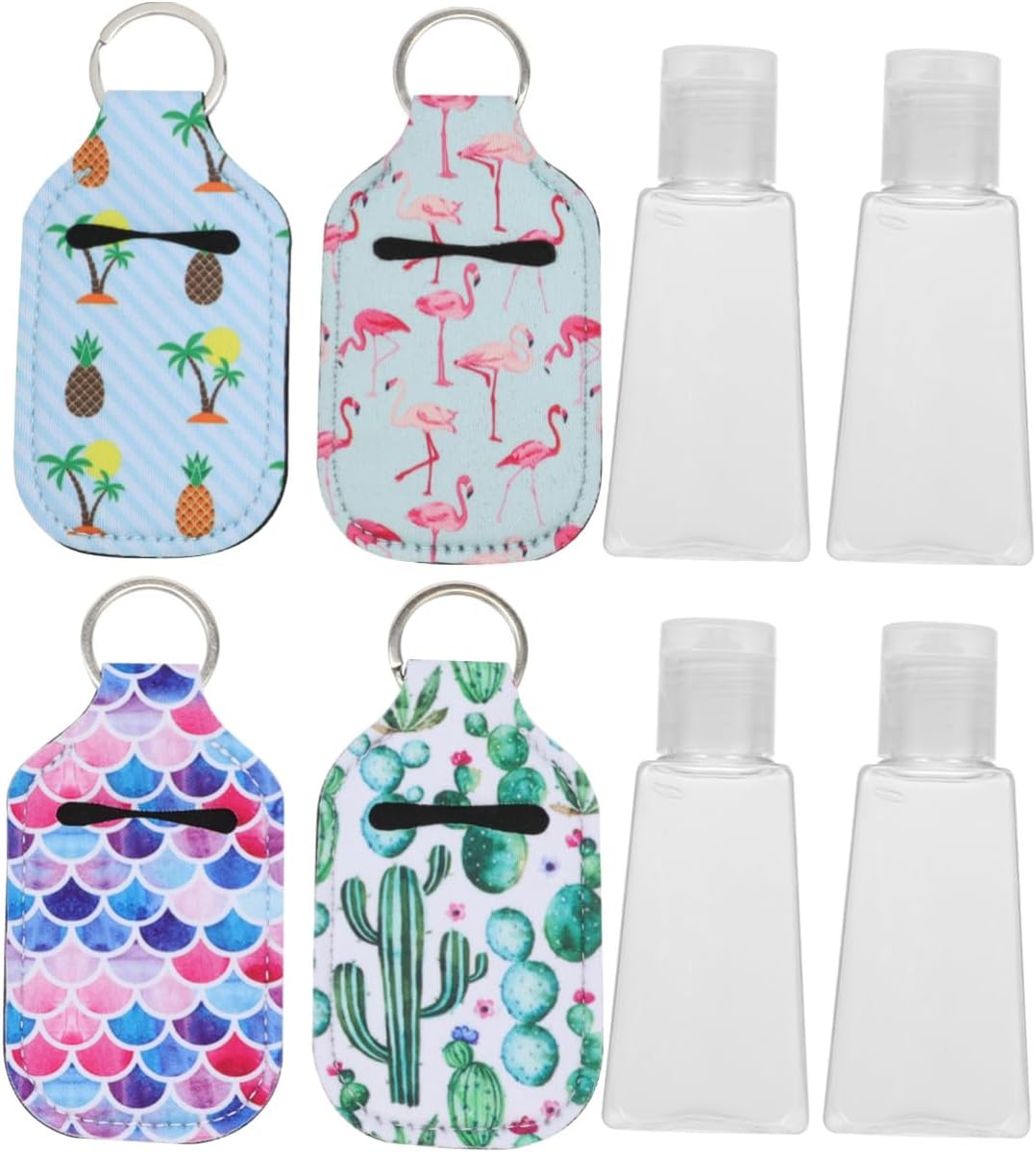 Veemoon 8 Pezzi Coperchi Colorati per Contenitori da Viaggio con Portachiavi Custodia Protettiva per Bottiglie Mini Spray Adatto per Bottiglie Piccole e Spruzzatori Vuoti Design Pratico per