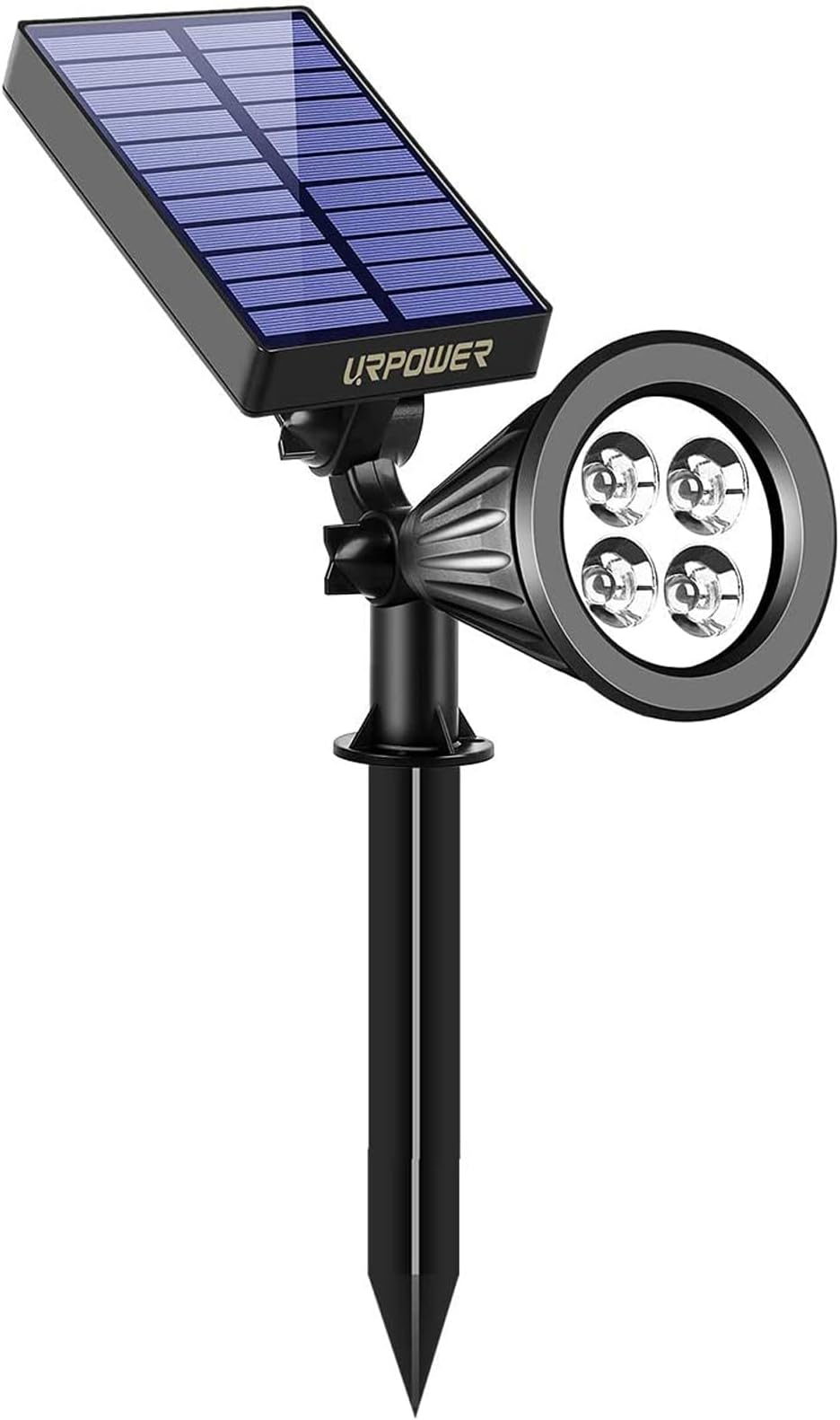 URPOWER Solar Lights, 2-in-1 Solar Powered 4 LED Solar Spotlight Adjustable Wall Light Landscape Light Security Lighting Dark Sensing Auto On/Off for Patio Deck Yard Garden Driveway Pool Area(1 Pack)