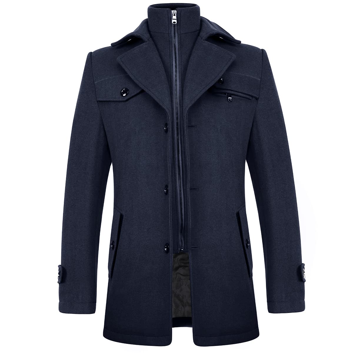 Kudoromens Wool Coats Winter Padded Trench Coat For Casual