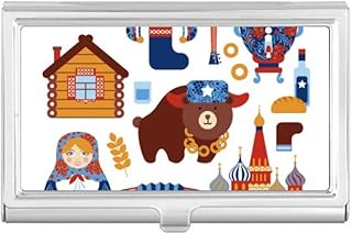 Russia National Symbol Landmark Pattern Business Card Holder Case Pocket Box Wallet