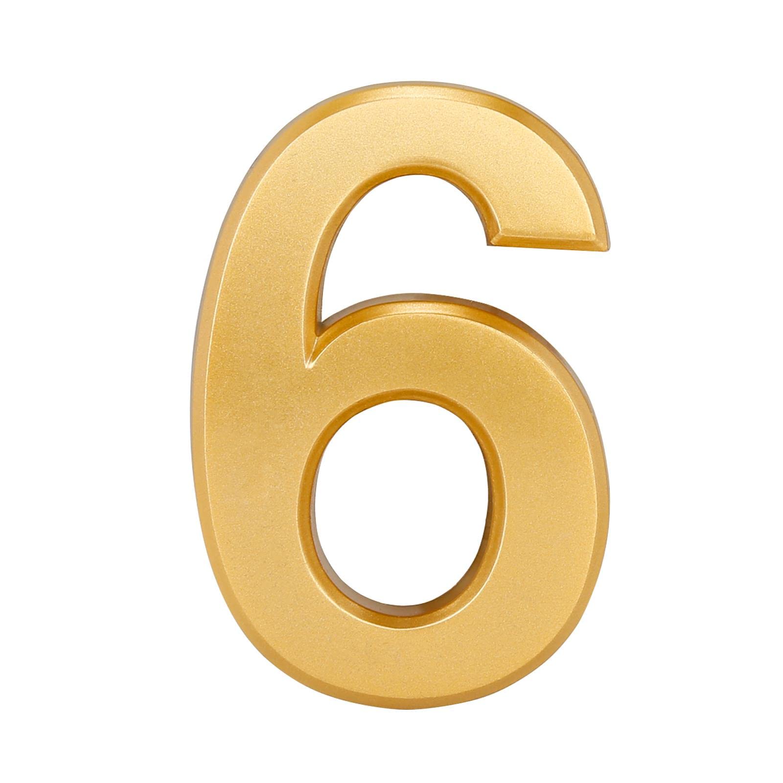32nd Gold Effect ABS Plastic Door Number with Self Adhesive Back 7.5CM - Gold - 6