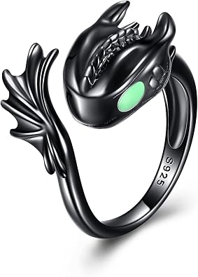 Dragon Ring 925 Sterling Silver for Women Black White Dragon Jewelry Gifts