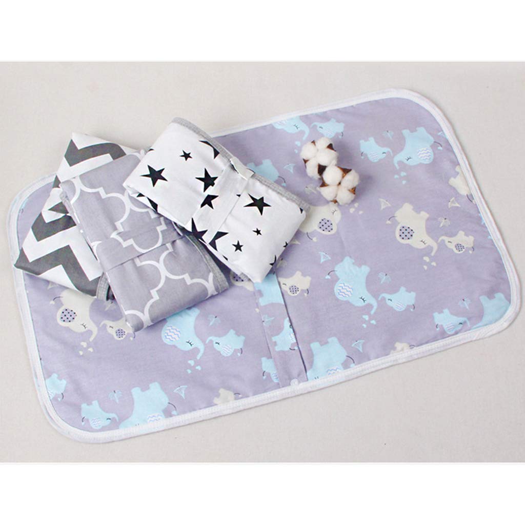 angwang Waterproof Replacement Pad,Portable Newborn Waterproof Baby Changing Mat Infant Foldable Travel Changing Diaper Nappy Liners Pad Little Blue Elephant