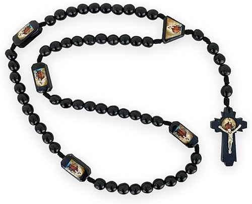 GCK Nuestra Señora del Monte Carmelo Negro Madera Cuentas Rosario Hecho a Mano Collar Rosario Madera Virgen del Carmen, Madera, No es una piedra