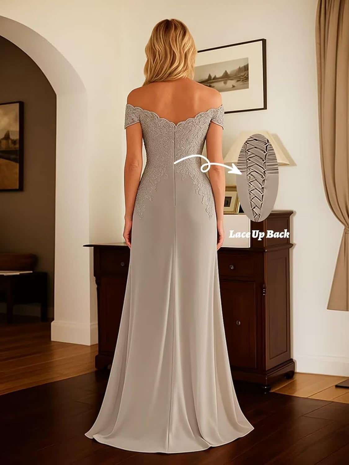 Chiffon Mother of The Bride Dresses for Wedding 2025 Lace Applique Prom Dress Off Shoulder Formal Evening Gowns - Image 4