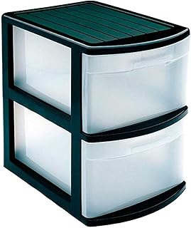 Acan Tradineur – Tiroir de rangement Tamesis multi-usages à 2 tiroirs – Sans roulettes – Fabriqué en plastique – 40 x 28,5 x 39 cm – Couleur Noir