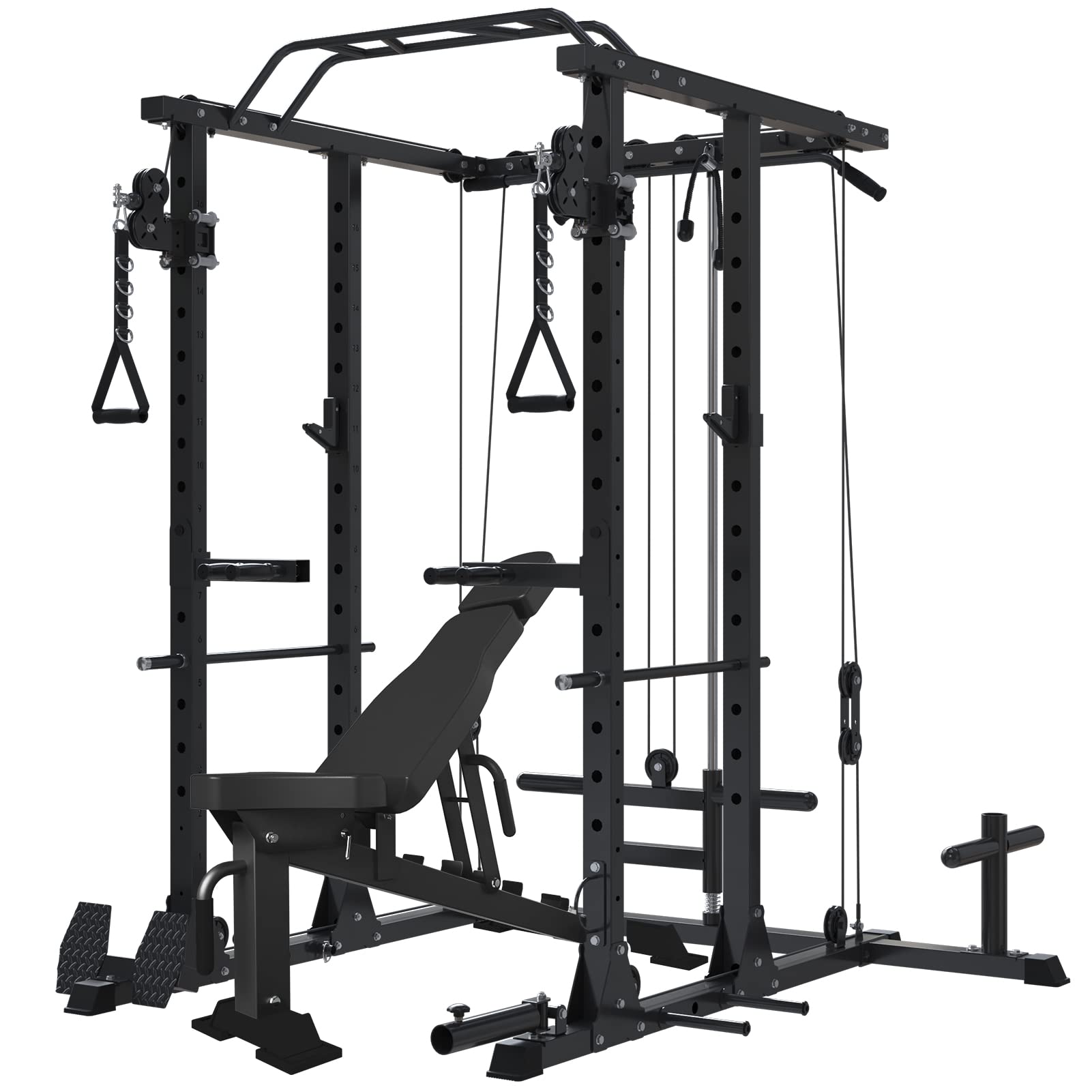 Buy Mikolo Power Cage with LAT Pull Down System, 1500lbs Squat Rack with Cable Crossover