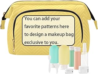 tplaotee Bolsa de cosméticos para mujer, impermeable, para maquillaje, viajes, color amarillo crema, Crema-amarillo, 1 size