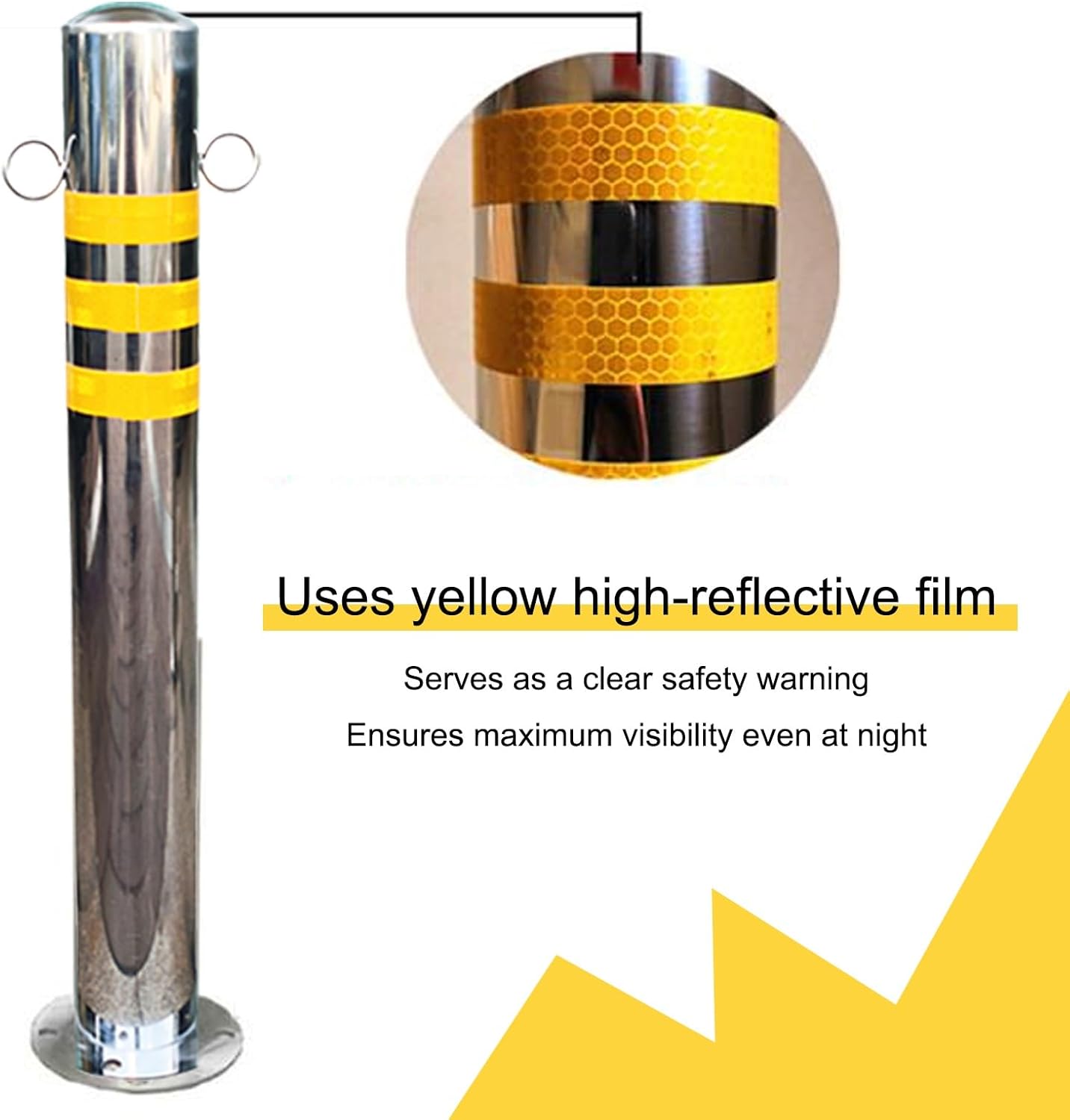 Steel Driveway Security Posts & Safety Barrier Bollard, Car Parking & Road Protection, Traffic Barricade, 7.6 * 60cm/3 * 23.6in