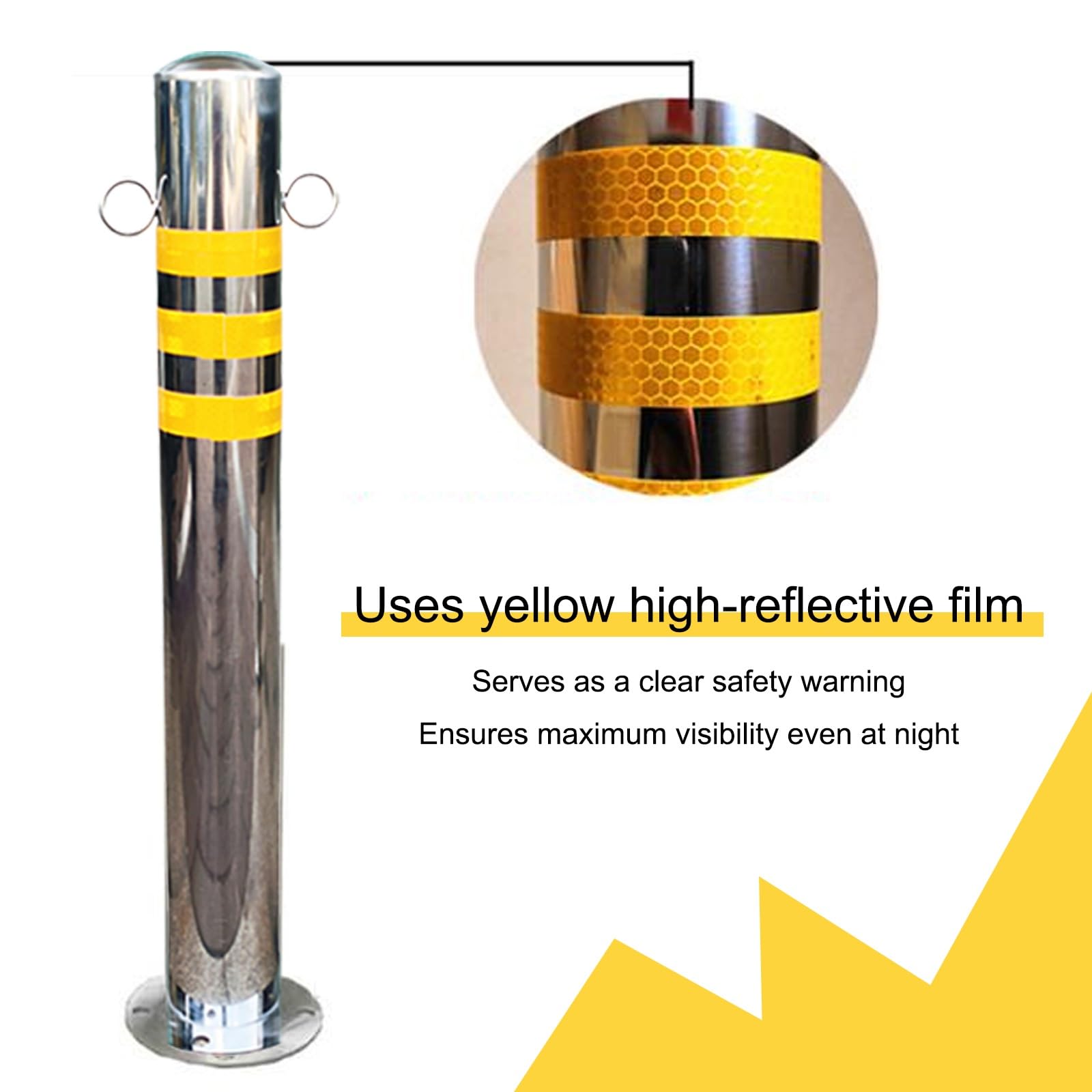 Bolardo de seguridad para entrada de vehículos, poste de protección de acero para estacionamiento, seguridad vial en garajes, color plata (1 unidad), 7,6 * 60 cm / 3 * 23,6 pulgadas