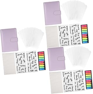 NUOBESTY 3 Conjuntos Manual De Notas Organizador De Dinheiro Livro De Orçamento De Folhas Soltas Planejador De Orçamento Fichário Bloco De Notas De Orçamento Fichário De Couro Fichário De