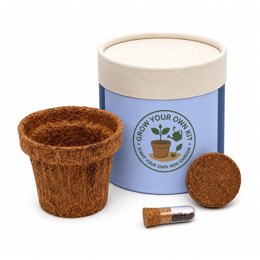 KAVI DIY Gardening Grow Kit, Set of 20 | Seeds, Cocopeat Disc & Coco Pot | Indoor Plant Growing Kit | Eco-Friendly Return Gifts for Kids, Events & Corporate Gifting-image-1
