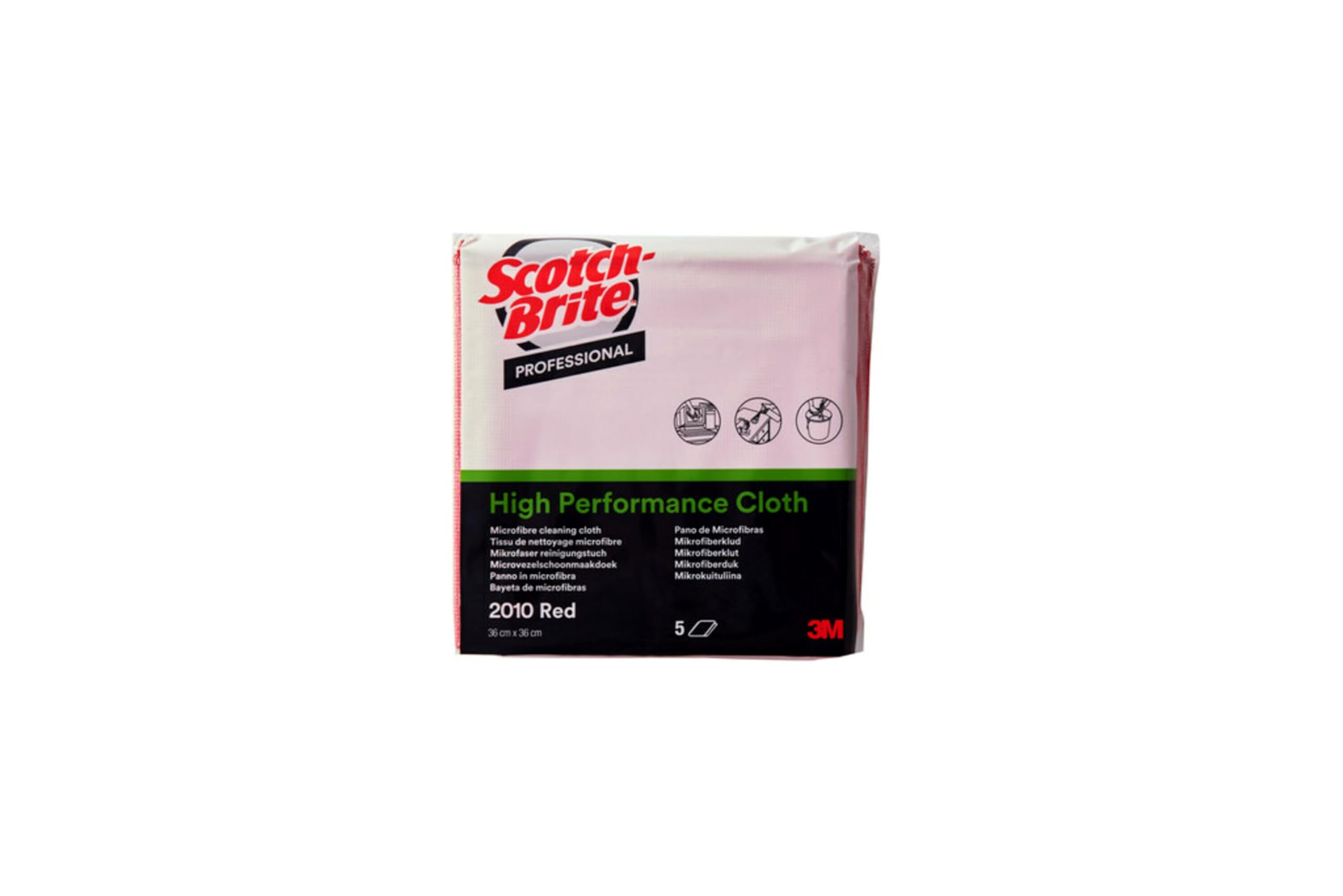 Scotch-Brite Lingettes Microfibre Haute Performance 2010, Rouge, 360 mm x 360 mm