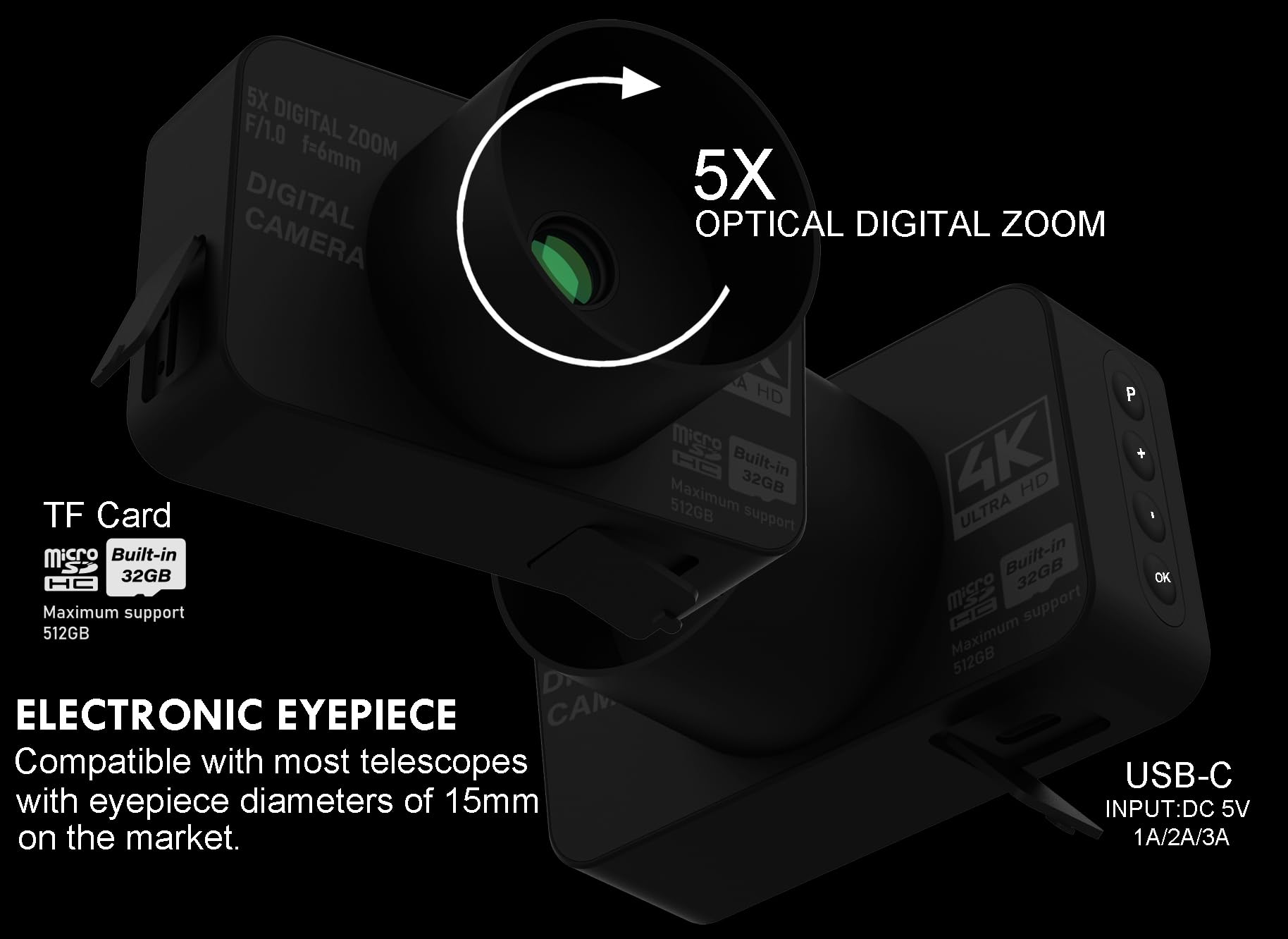 HUILIBAO Spotting Scopes, BAK4 20-60x60mm with Tripod, Bird Watching Carrying Case, 3" HD Screen, Night Vision Electronic Eyepiece, with 4K View and Record Shooting Hunting Wildlife Scenery