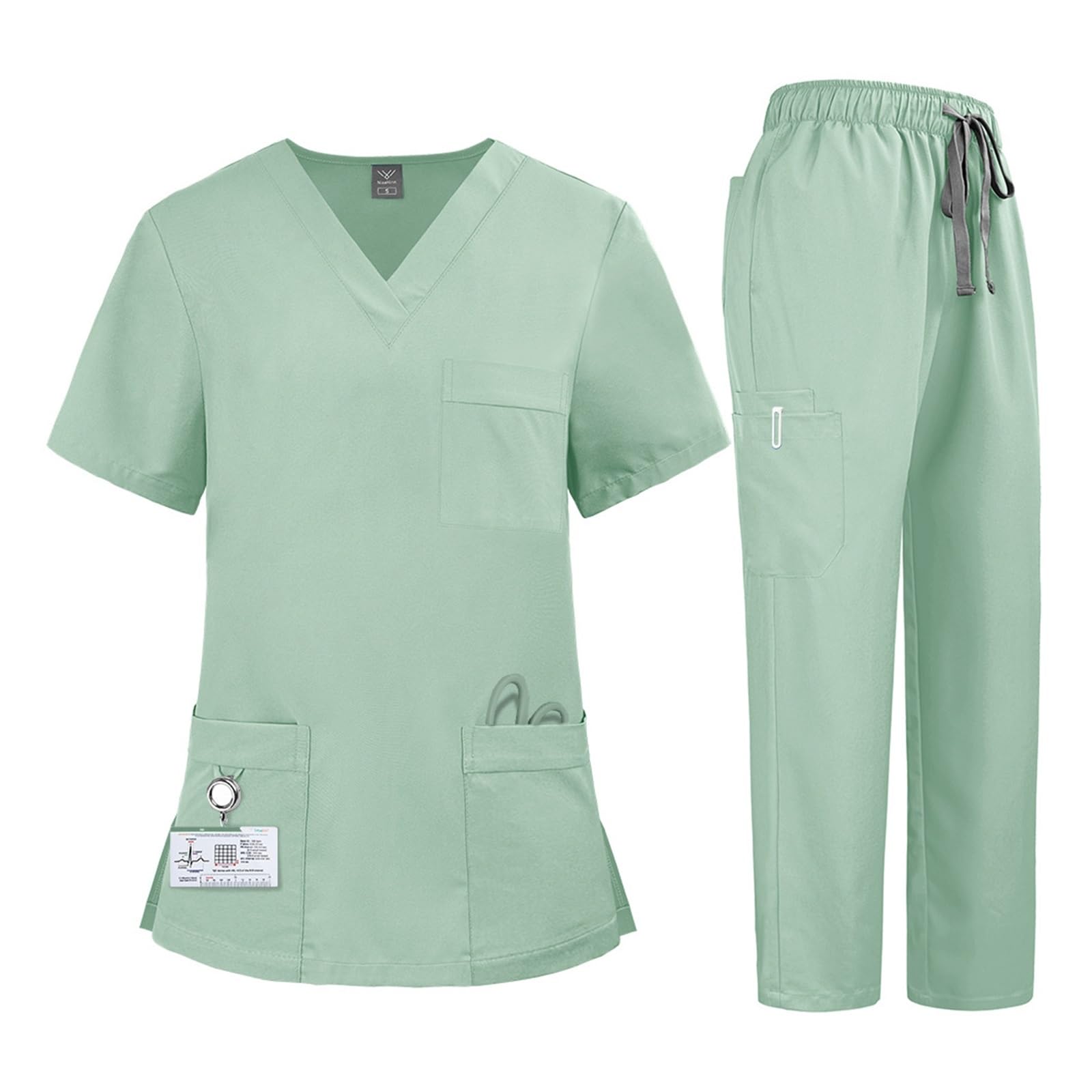 Uniforme De Enfermera Conjunto de dos piezas uniforme médico y enfermero secado rápido for hombres mujeres(Color8,L)