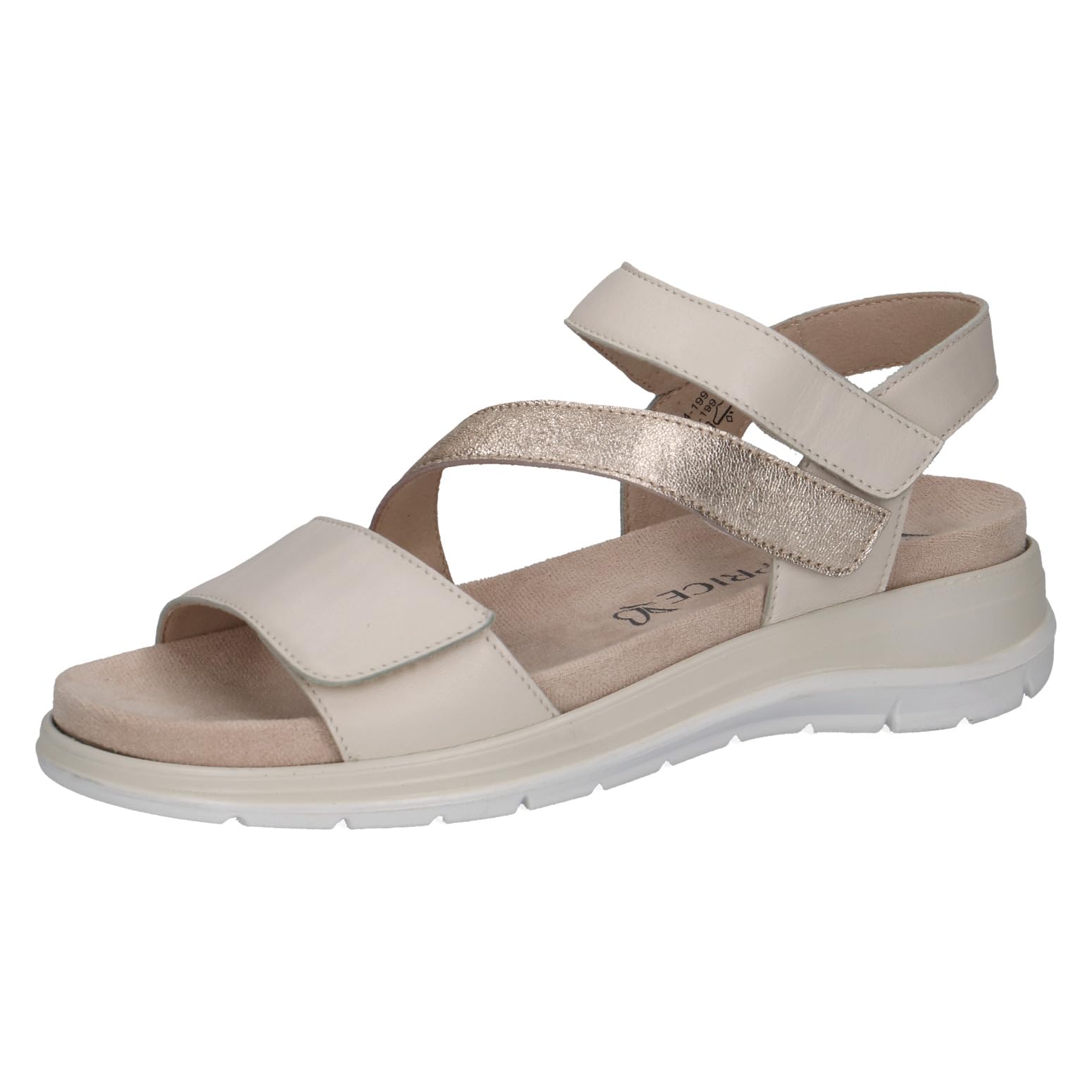 CAPRICE Women Sandals flat Leather Comfortable, White (Offwhite Comb), 3.5 UK