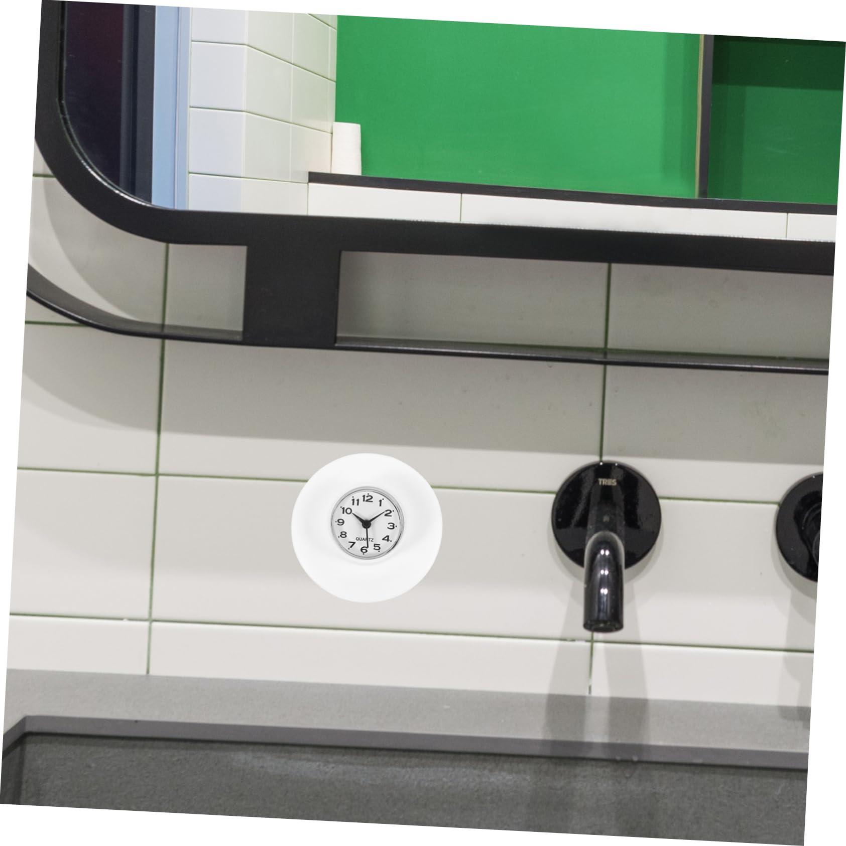 GRIRIW Bathroom Suction Cup Clock Shower Timer Home Wall Clock Wall Ornament Simple Beauty