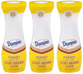 Domino Light Brown Sugar, Pourable Brown Sugar, 10 oz Flip Top Canister Pack of 3