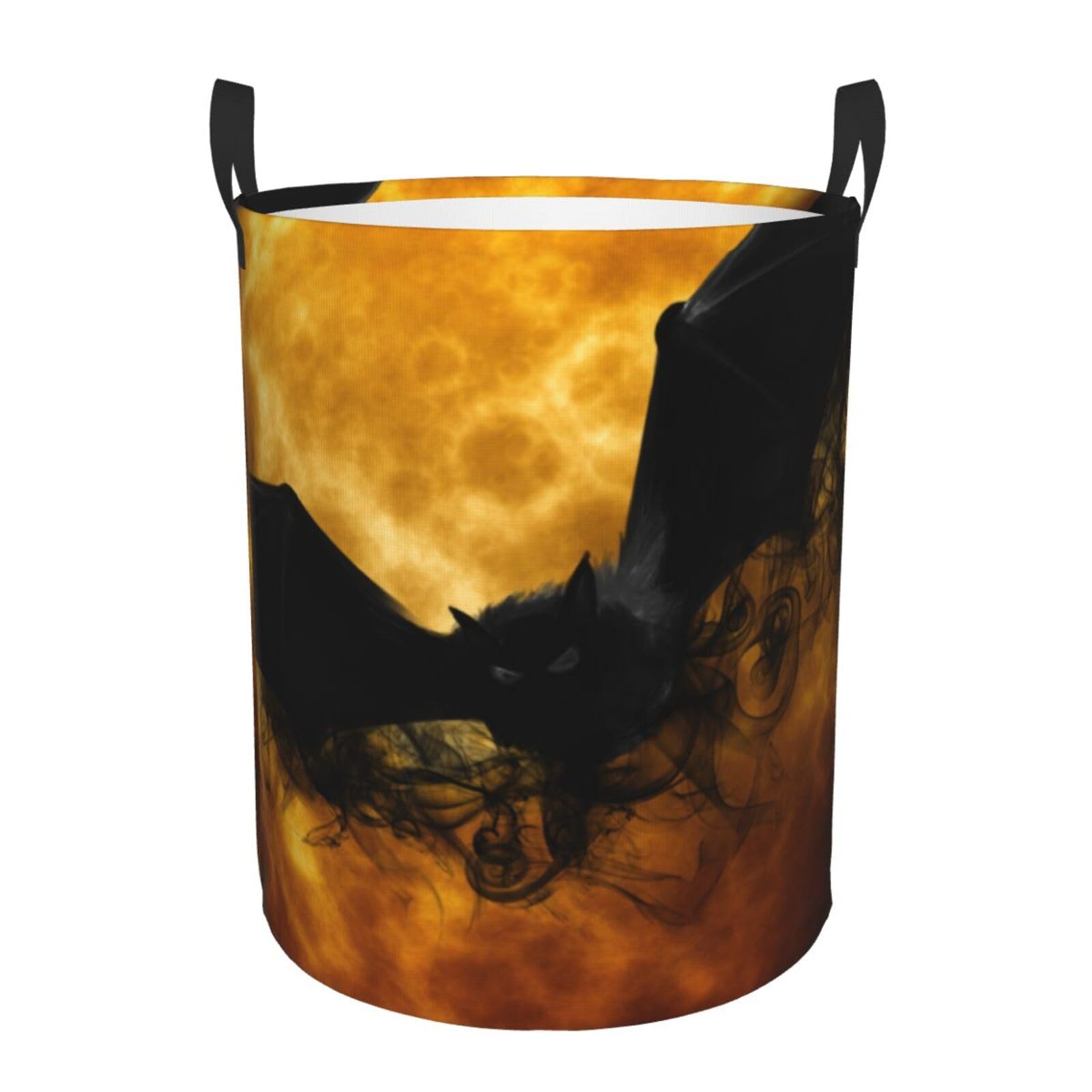 Cesto portabiancheria rotondo a forma di pipistrello e zucca di Halloween, ideale per riporre oggetti essenziali per la casa