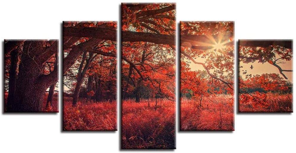 HANYINGPoster Canvas Painting 5 Pieces Mangrove Sunshine Natural Scenery Pictures Living Room Decorative Prints Wall for Modern Home Art Decoration