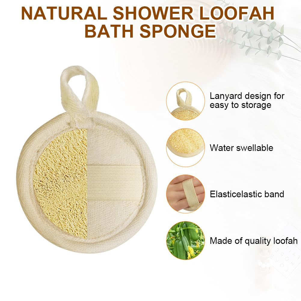 AOOWU Peeling do twarzy z trukwy do twarzy, 4 sztuki, gąbka z pianki Loofah, biodegradowalna gąbka pod prysznic, naturalne wkładki z gąbki trukwy, oczyszczanie wągrów, złuszczanie