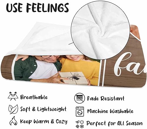 Miniatura 4 de Manta personalizada con foto y texto, hecha en Estados Unidos, manta personalizada para regalo de cumpleaños familiar