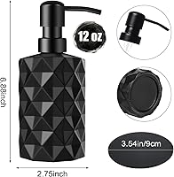 Vista 3 de 12oz Matte Black Soap Dispenser Bathroom, Black Kitchen Soap Dispensers with Stainless Steel Pump & Non-Slip Protective Silicone Pad, Black Glass