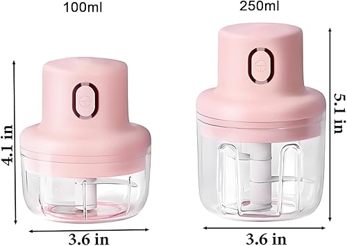 Miniatura 2 de Picadora eléctrica de ajo con 2 tazas, procesador eléctrico inalámbrico de alimentos con carga USB, mini picador de verduras para verduras pequeñas,