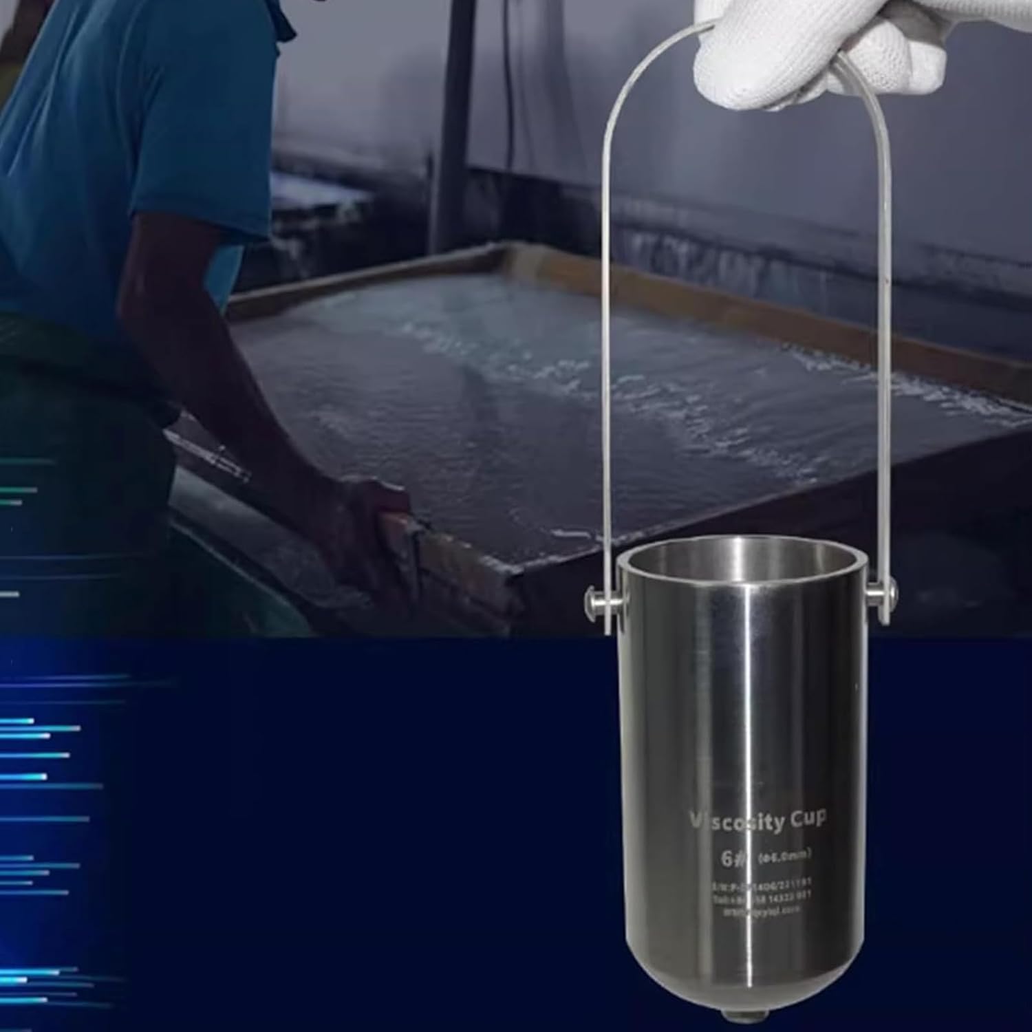 Tasse à mesurer la viscosité en acier inoxydable - Capacité de 230 ml - Plage de mesure 6 à 120 secondes - Idéal pour peinture, finition, huile, sauce, miel