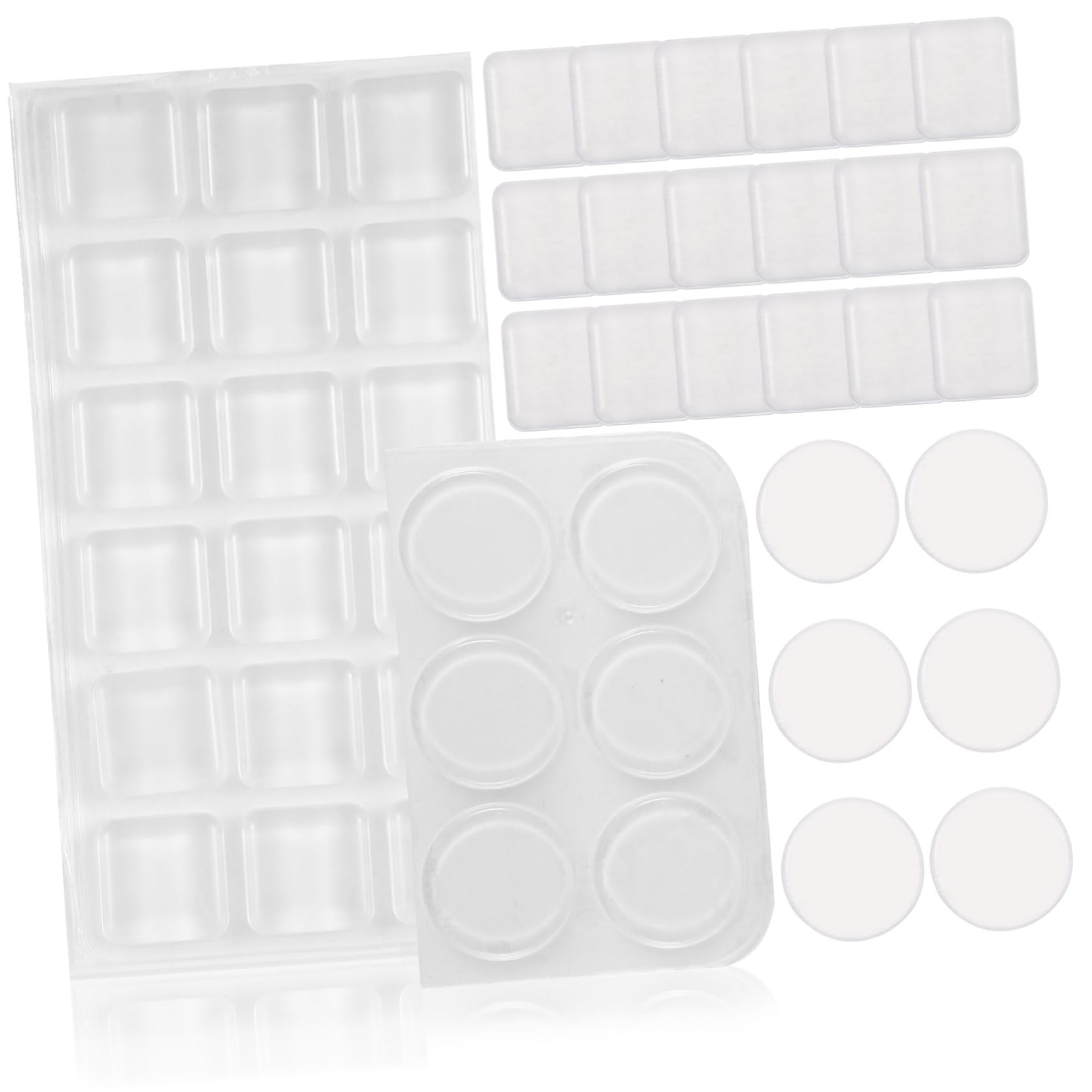 HOLIDYOYO 54pcs Cabinet Door Bumpers Adhesive Pads for Furniture Protectors for Floor Square Round