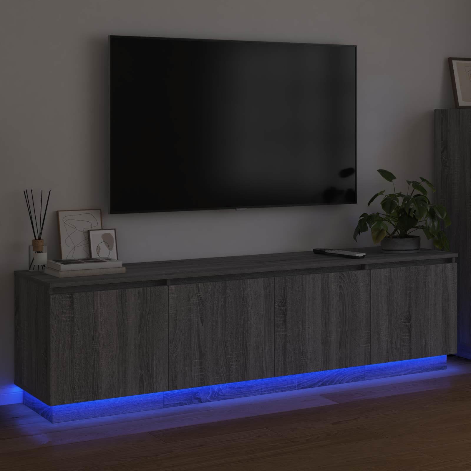 Mueble para TV de 180 x 38 x 49 cm gris Sonoma con LED