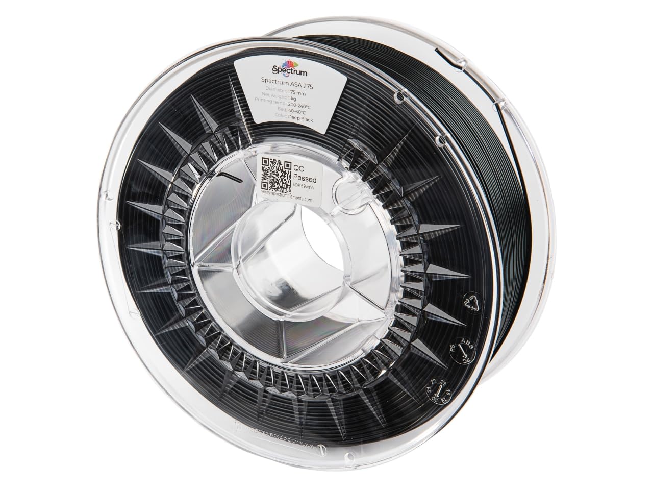Spectrum Filaments - Filament ASA 275 1.75mm, DEEP BLACK, 1kg Szpula, Materiały do druku 3D, 3D Printer Printing Materials