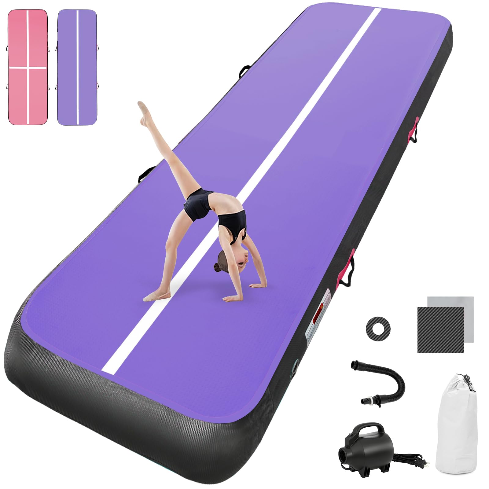 colchoneta gimnasia artistica 10cm/20cm gruesa 3/4M/5M/6M/7M/8M/9M/10M/11M/12M tumbling gimnasia colchoneta Inflable Tumbling Mat Estera de Yoga Taekwondo con Bomba eléctrica — view 10