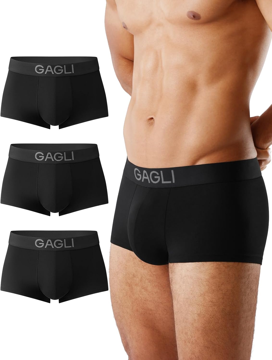 Mens Ultra Comfort Trunks Underwear 3 Pack, Breathable Mesh Boxer Briefs Short Leg Soft Cotton Modal S-XXL