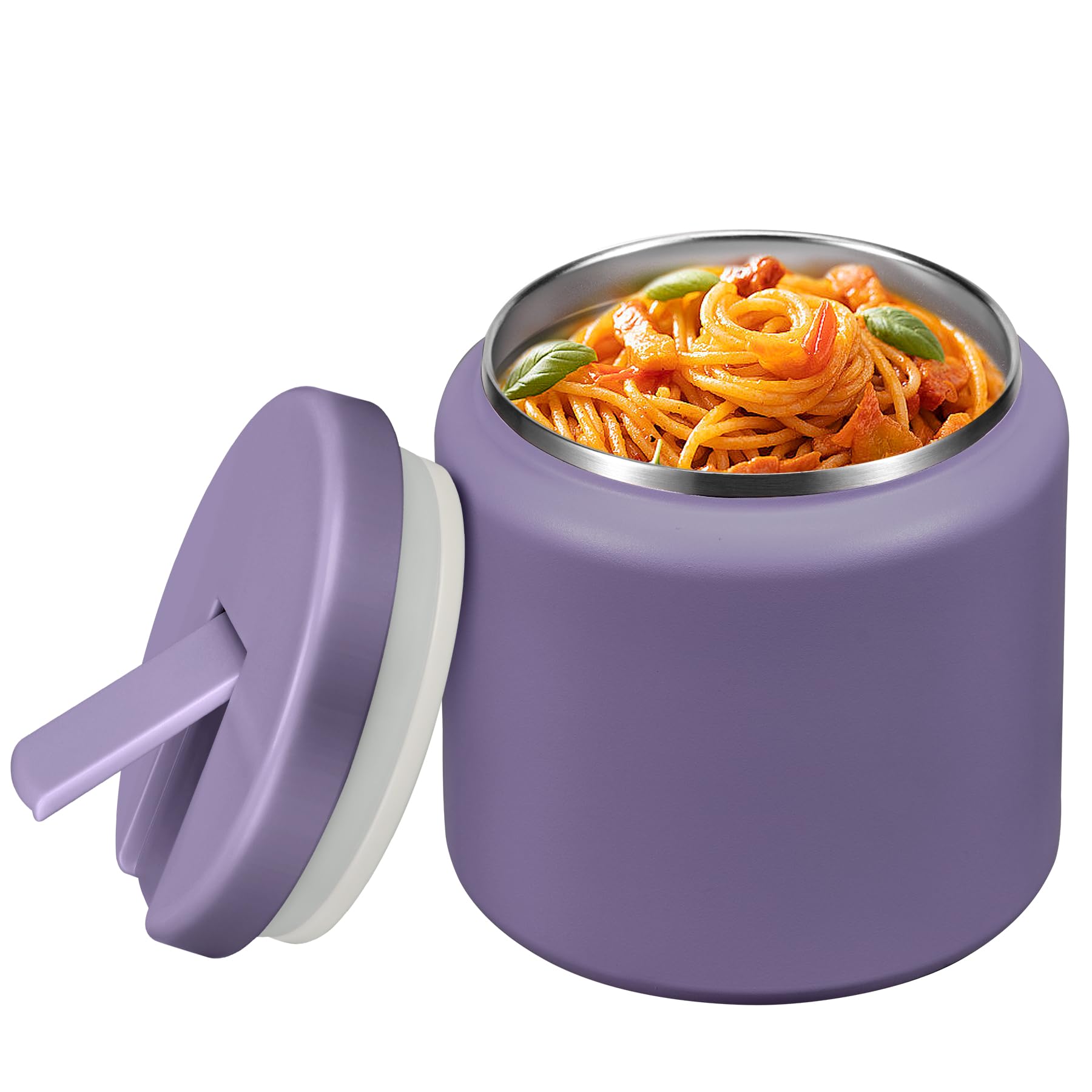 26oz Soup Thermo for Hot Food Kids with Buckle Lid Insulated Vacuum Food Jar Wide Mouth Leakproof Stainless Steel Lunch Container (Purple)