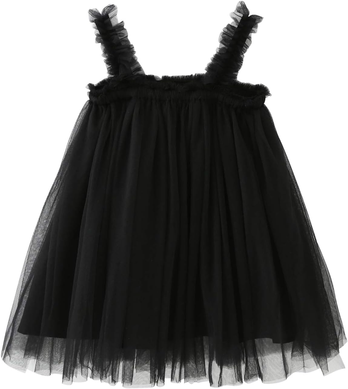 Baby Girls Layered Tulle Tutu Dress Sleeveless Elastic Strap Princess Dress Summer Beach Sundress Birthday Outfits