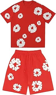 Denims-Tears Kids Tracksuit Set Foam Printed T-Shirt and Shorts 2 Piece Outfit for Boys Girls Summer Fashion Activewear Short Sleeve Tee Tops with Loose Jogger Shorts