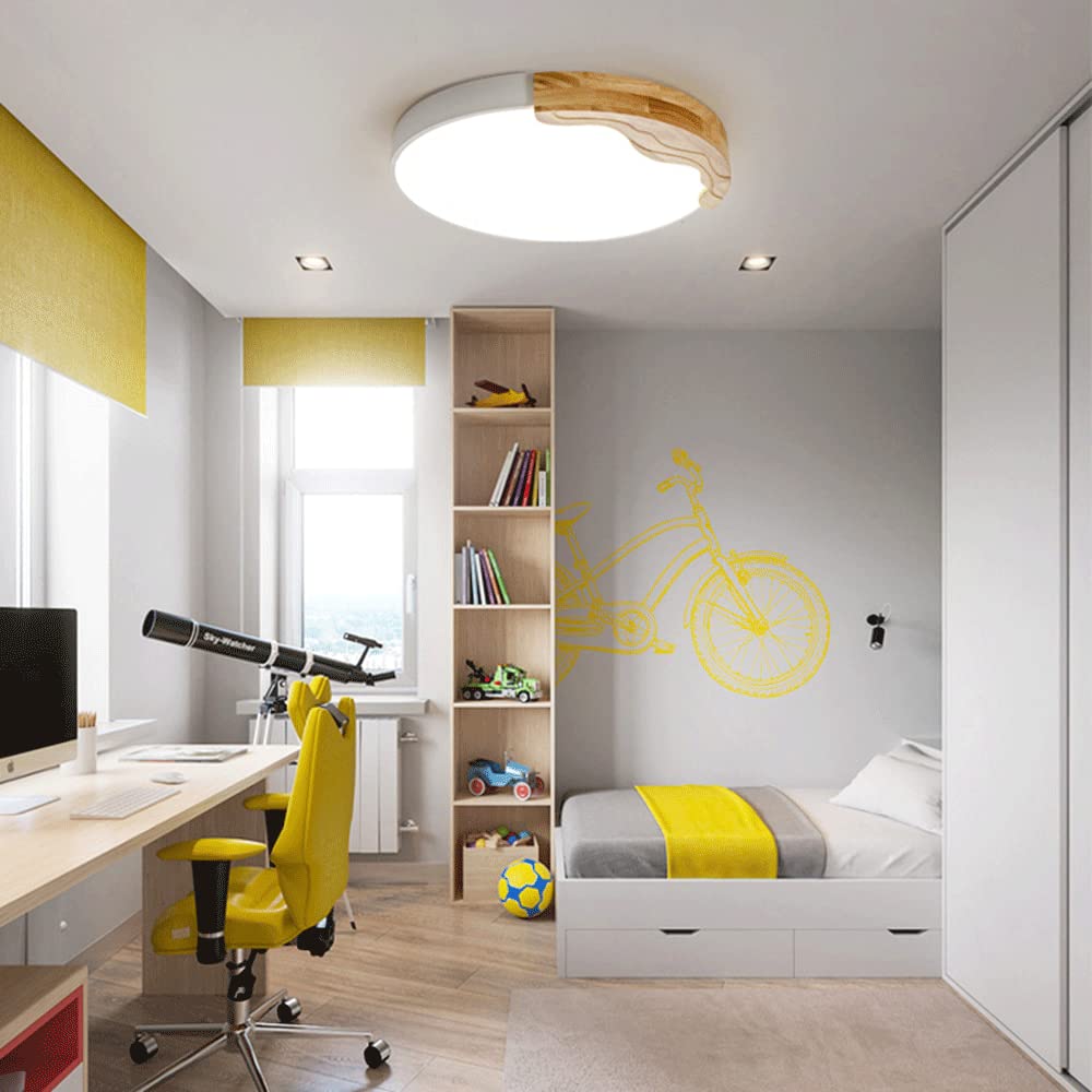 Lampa sufitowa do sypialni nowoczesne okrągłe drewno LED kreatywne regulowane przyciemniane akrylowe oświetlenie sufitowe do sypialni kuchnia salon