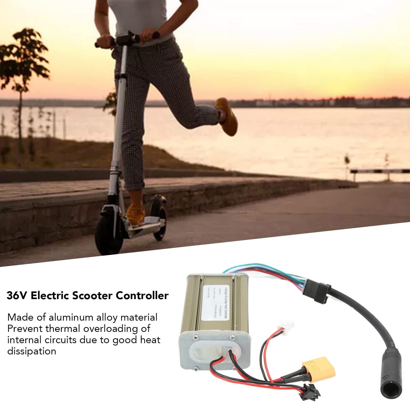Contrôleur de Scooter électrique 36V, Contrôleur de Moteur sans Balais de Scooter électrique à Dissipation Thermique à Vitesse Stable en Alliage d'aluminium pour Une Conduite Sûre