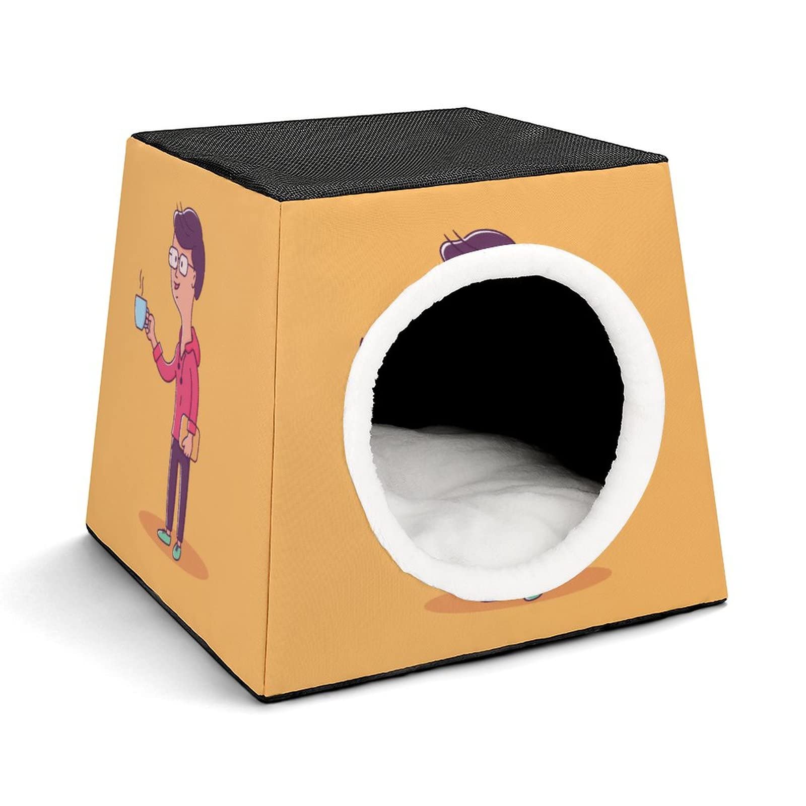Casa Plegable para Gatos Cama Sofá Cueva para Perros diseño 3 en 1 para Mascotas pequeñas Hombre Bebiendo té