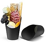 CAMKYDE 50 Pcs French Fries Holder, 14oz Disposable Paper French Fry Cups Charcuterie Cups for all Occasions (14oz, Black)